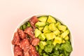 Hawaiian style tuna and avocado sashimi poke food bowl Royalty Free Stock Photo