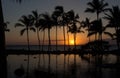 Hawaiian summer sunset over the ocean and tranquil pond as seen from Maui Royalty Free Stock Photo