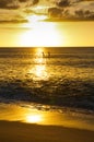 Hawaiian sunset Kaanapali Beach in Maui Hawaii Royalty Free Stock Photo