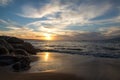 Hawaiian Sunset from the beach on Maui. Royalty Free Stock Photo