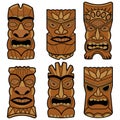Hawaiian tiki statue masks. Vector illustration Royalty Free Stock Photo