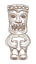 Hawaiian totem wooden statue with open mouth sketch