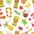 Hawaiian Travelling Sights and Symbols Seamless Pattern, Hawaii Travel Design Element Can Be Used for Fabric, Wallpaper