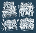 Hawaiian tropical beaches sticker monochrome