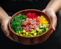 Hawaiian tuna poke bowl with vegetables