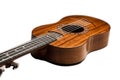 Hawaiian Ukulele Guitar Serenading Melodies on a Brown Wooden Surface, Generative Ai