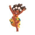 Hawaiian Woman Character with Lei Garland or Wreath Hula Dancing Vector Illustration