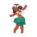 Hawaiian Woman Character with Lei Garland or Wreath Hula Dancing Vector Illustration