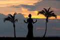 Hawaiian woman dancing in the sun