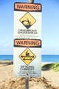 Hawaiin beach warning signs Royalty Free Stock Photo