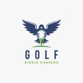 Hawk Bird holding golf ball logo icon illustration vector Royalty Free Stock Photo