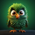 Expressive Character Design: 3d Rendering Of Green Bird In Indian Pop Culture Style