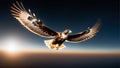 Hawk in the sky. Highly detailed and realistic closeup