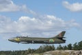 Hawker Hunter fighter aircraft flying low