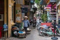 Hawker street food vendor on Hanoi street Royalty Free Stock Photo