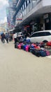 Hawkers sale of bags on Keneth Matiba Road formerly Accra Road, streets of Nairobi Kenya