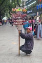 Hawkers sell candied fruit