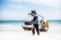 Hawkers selling food on Sai Kaew Beach, Koh Samet, Thailand