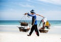 Hawkers selling food on Sai Kaew Beach, Koh Samet, Thailand