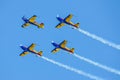 Hawks of Romania - Aerobatic airplane formation performing - National Aerobatic Team Royalty Free Stock Photo