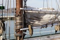 The hawser on the sailboat mast Royalty Free Stock Photo