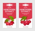 Hawthorn Berry Extract Sticker Design with Ripe Fruit Vector Template