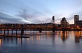 The Hawthorne bridge at dusk, Portland Oregon. Royalty Free Stock Photo