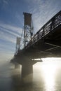 The Hawthorne Bridge with fog. Royalty Free Stock Photo