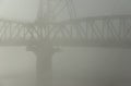 The Hawthorne Bridge with fog.