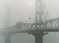 Hawthorne Bridge in Fog, Portland, Oregon Royalty Free Stock Photo