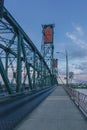 Hawthorne Bridge over Willamette River at sunset and its vertical lifts in downtown Portland, USA Royalty Free Stock Photo