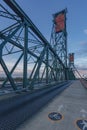 Hawthorne Bridge over Willamette River at sunset and its vertical lifts in downtown Portland, USA Royalty Free Stock Photo