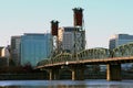 The Hawthorne bridge at sunset. Royalty Free Stock Photo