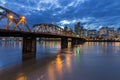 Hawthorne Bridge to Portland Downtown at Night