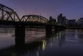 The Hawthorne Bridge and Willamette River at Portland, Oregon, Taken at Sunset Royalty Free Stock Photo