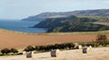 Hay bails on Scottish Coast Royalty Free Stock Photo