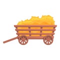 Hay bale cart icon cartoon vector. Farm stack