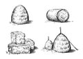 Hay bale farm drawing sketch Royalty Free Stock Photo