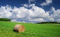Hay Bale Farm / Summer rural landscape with bales and clouds