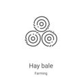 hay bale icon vector from farming collection. Thin line hay bale outline icon vector illustration. Linear symbol for use on web