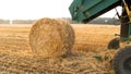 Hay bale making machine.