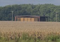 Hay bale storage barn in the state of Oklahoma in the United States of America