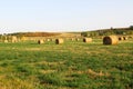 Hay bales on autumn field Royalty Free Stock Photo