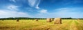 Hay bales with blue sky Royalty Free Stock Photo