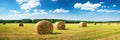 Hay bales with blue sky Royalty Free Stock Photo