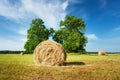 Hay bales with blue sky Royalty Free Stock Photo