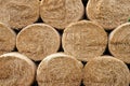 Hay bales. Close-up of hay bales stacked in stacks. Royalty Free Stock Photo