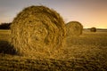 Hay Bales at Night Royalty Free Stock Photo