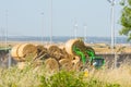 Hay Bales NO OGM in the Countryside near Rome on Clear Bly Sky Background in July. Italy Royalty Free Stock Photo