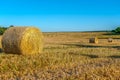 Hay bales - rural landscape, the end of a sunny day